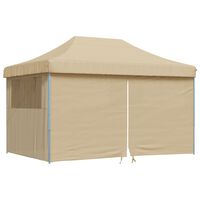 vidaXL Foldable Party Tent Pop-Up with 4 Sidewalls Beige