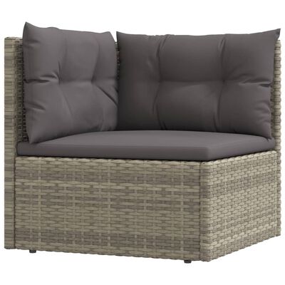 vidaXL 4 Piece Garden Lounge Set with Cushions Grey Poly Rattan