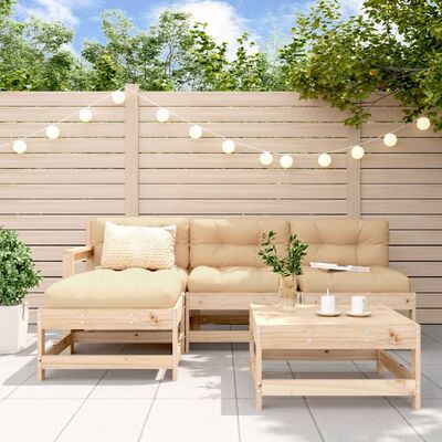 vidaXL 5 Piece Garden Lounge Set with Cushions Solid Wood