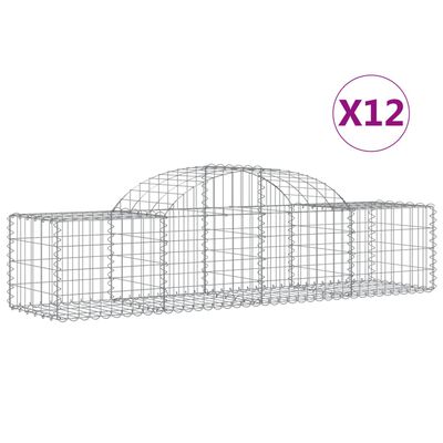 vidaXL Arched Gabion Baskets 12 pcs 200x50x40/60 cm Galvanised Iron