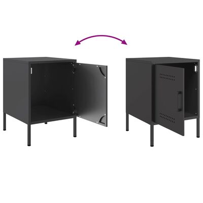 vidaXL Bedside Cabinets 2 pcs Black 36x39x50.5 cm Steel