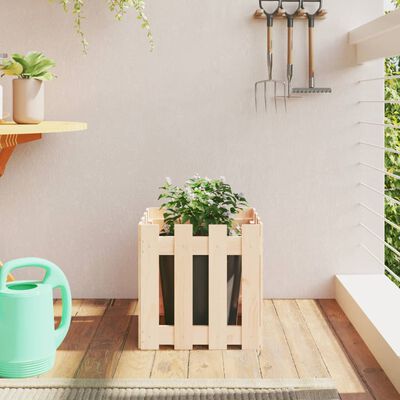 vidaXL Garden Planter with Fence Design 40x40x40 cm Solid Wood Pine