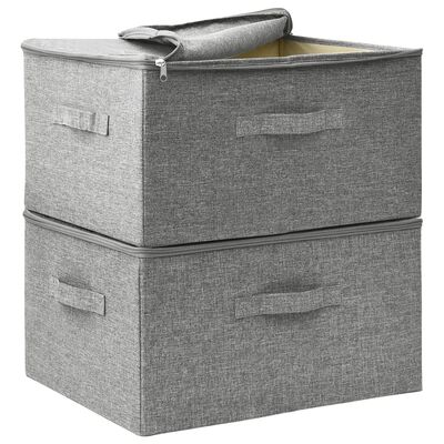 vidaXL Storage Boxes 2 pcs Fabric 43x34x23 cm Grey