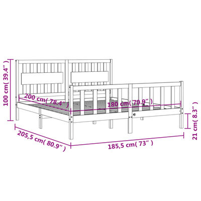 vidaXL Bed Frame without Mattress White Super King Size Solid Wood Pine