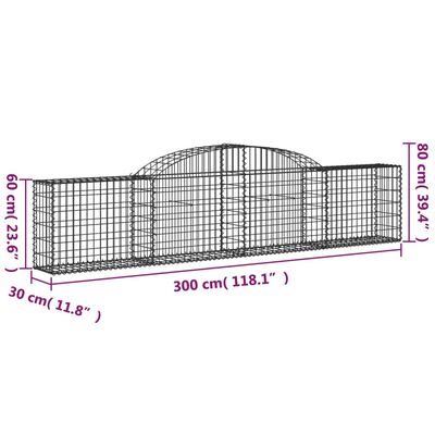 vidaXL Arched Gabion Baskets 9 pcs 300x30x60/80 cm Galvanised Iron