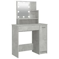 vidaXL Dressing Table with LED Concrete Grey 86.5x35x136 cm