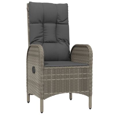 vidaXL 3 Piece Garden Lounge Set with Cushions Grey Poly Rattan