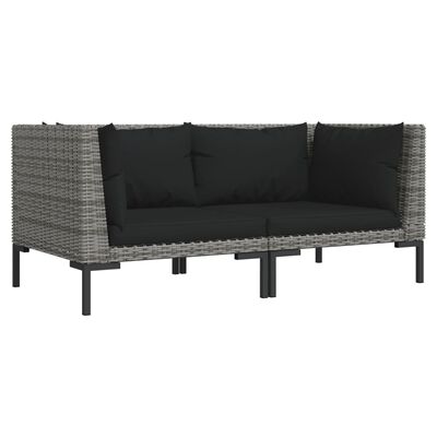 vidaXL 7 Piece Garden Lounge Set with Cushions Poly Rattan Dark Grey