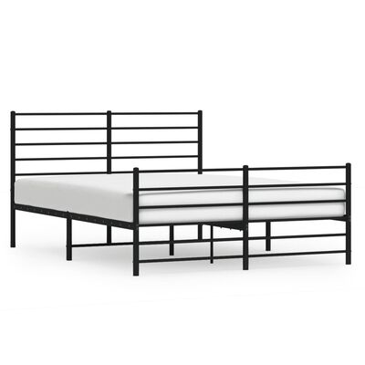 vidaXL Metal Bed Frame without Mattress with Footboard Black 150x200 cm King Size