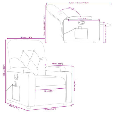 vidaXL Massage Recliner Chair Light Grey Fabric