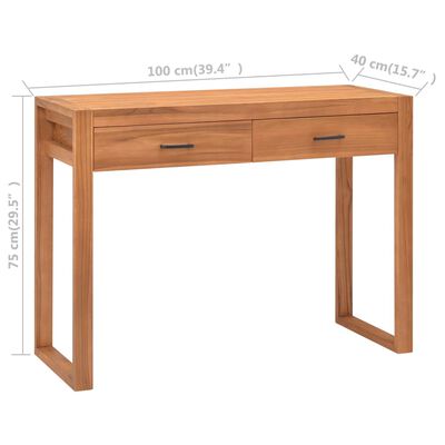 vidaXL Desk with 2 Drawers 100x40x75 cm Teak Wood