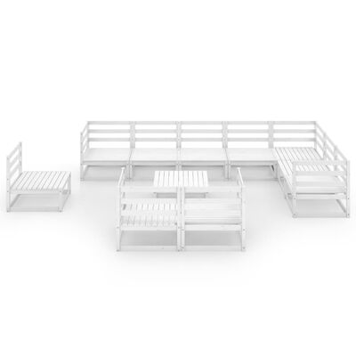 vidaXL 11 Piece Garden Lounge Set White Solid Pinewood