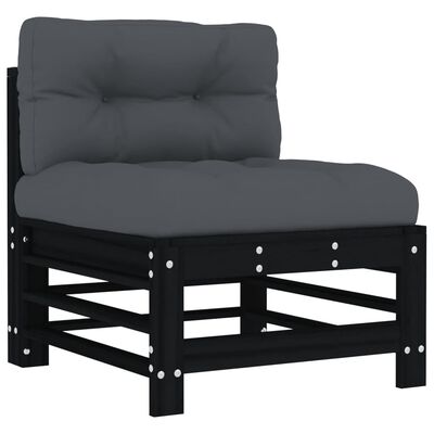 vidaXL 8 Piece Garden Lounge Set with Cushions Black Solid Wood