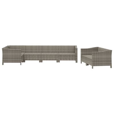 vidaXL 7 Piece Garden Lounge Set with Cushions Grey Poly Rattan