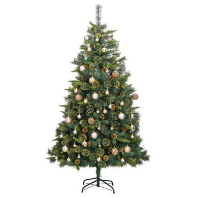 vidaXL Artificial Hinged Christmas Tree 300 LEDs & Ball Set 180 cm