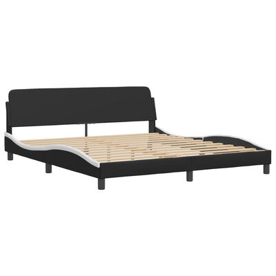 vidaXL Bed Frame without Mattress Black&White 183x203 cm King Faux Leather