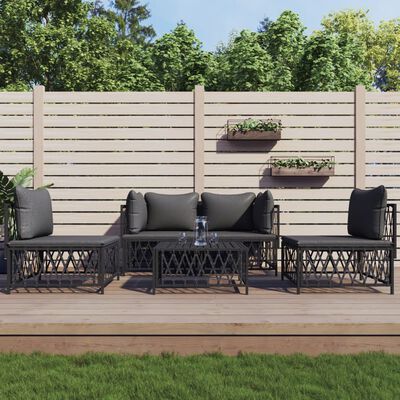 vidaXL 5 Piece Garden Lounge Set with Cushions Anthracite Steel