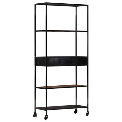 vidaXL Book Cabinet 80x35x180 cm Rough Mango Wood & Iron