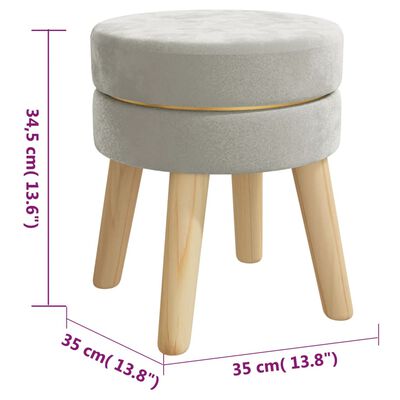 vidaXL Round Hocker Light Grey Velvet