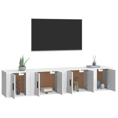 vidaXL 4 Piece TV Cabinet Set White Engineered Wood