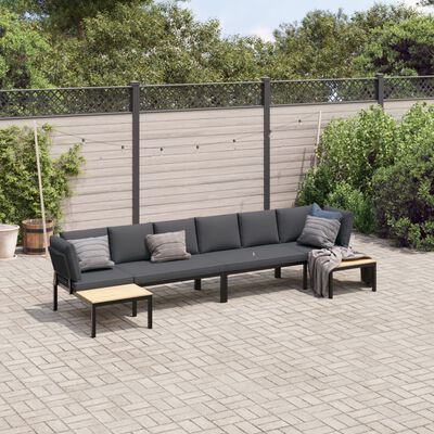 vidaXL 4 Piece Garden Sofa Set with Cushions Black Aluminium