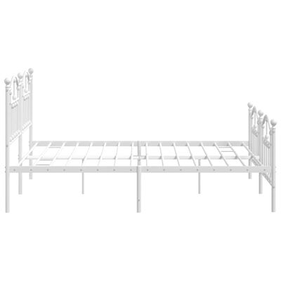 vidaXL Metal Bed Frame without Mattress with Footboard White 180x200cm