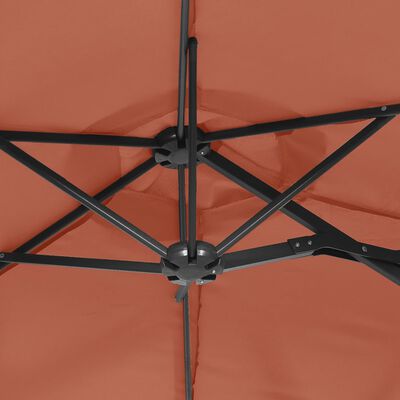 vidaXL Double-Head Garden Parasol with LEDs Terracotta 316x240 cm