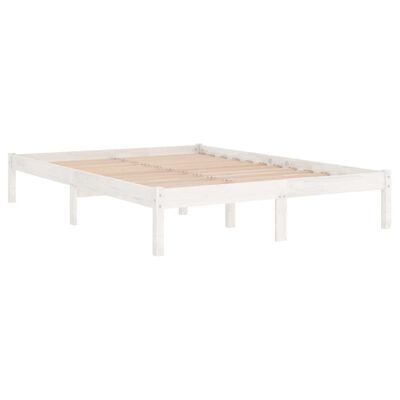 vidaXL Bed Frame without Mattress White 135x190 cm Double Solid Wood