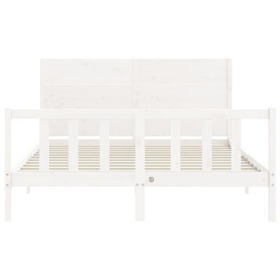 vidaXL Bed Frame without Mattress White King Size Solid Wood Pine