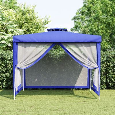 vidaXL Gazebo with Double Roof Blue 3x3x2.68 m Fabric