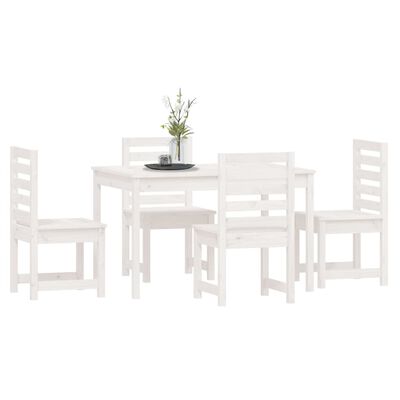 vidaXL 5 Piece Garden Dining Set White Solid Wood Pine