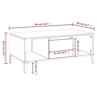 vidaXL Coffee Table Black 90x50x36.5 cm Engineered Wood