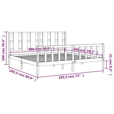 vidaXL Bed Frame without Mattress Black Solid Wood Pine