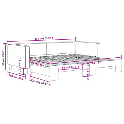 vidaXL Daybed with Trundle without Mattress Dark Grey 90x190 cm