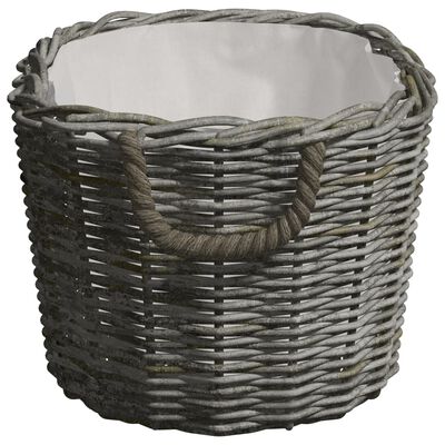 vidaXL Firewood Basket with Carrying Handles 60x40x28 cm Grey Willow