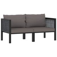 vidaXL 2-Seater Sofa with Cushions Anthracite Poly Rattan