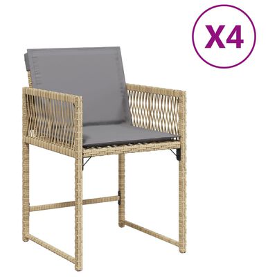 vidaXL Garden Chairs with Cushions 4 pcs Mix Beige Poly Rattan