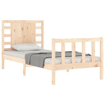 vidaXL Bed Frame with Headboard Single Solid Wood