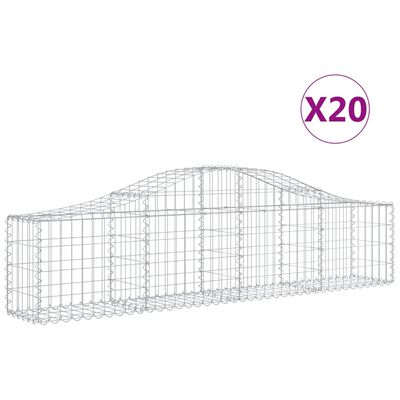 vidaXL Arched Gabion Baskets 20 pcs 200x30x40/60 cm Galvanised Iron