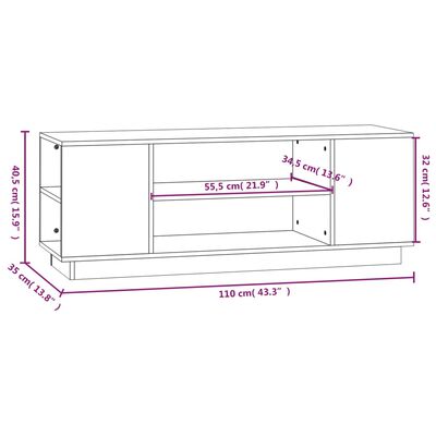 vidaXL TV Cabinet 110x35x40.5 cm Solid Wood Pine