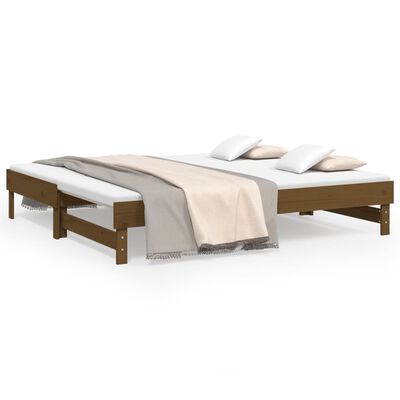 vidaXL Pull-out Day Bed without Mattress Honey Brown 2x(90x190) cm