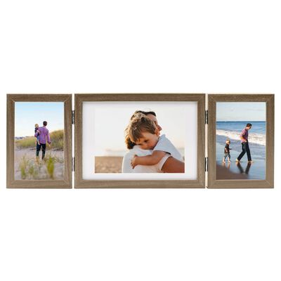 vidaXL Trifold Photo Frame Collage Light Brown 22x15 cm+2x