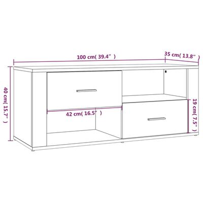 vidaXL TV Cabinet Concrete Grey 100x35x40 cm Engineered Wood