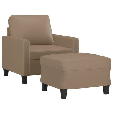 vidaXL Sofa Chair with Footstool Cappuccino 60 cm Faux Leather