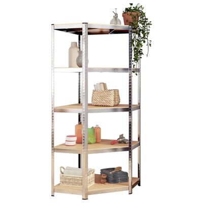 vidaXL 5-Layer Shelves 2 pcs Silver Steel&Engineered Wood