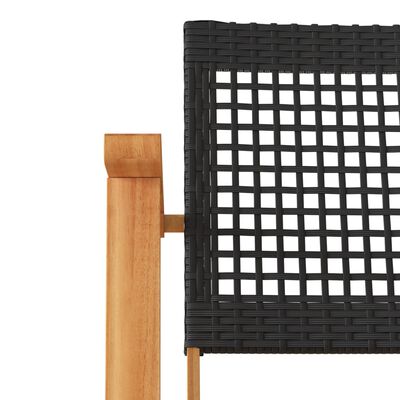 vidaXL Garden Chairs 2 pcs Black Poly Rattan and Acacia Wood