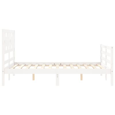 vidaXL Bed Frame with Headboard White Double Solid Wood