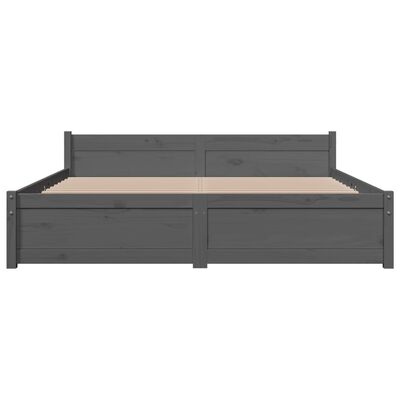 vidaXL Bed Frame without Mattress Grey Solid Wood 150x200 cm King Size