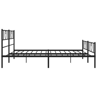 vidaXL Metal Bed Frame without Mattress with Footboard Black 180x200 cm Super King