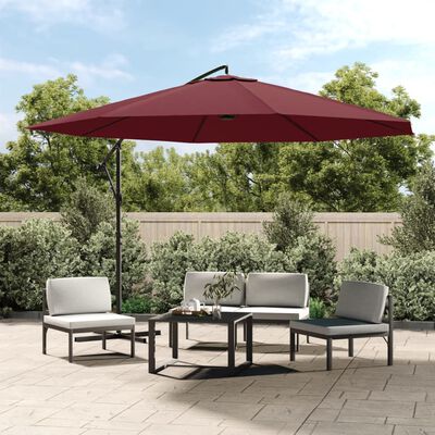 vidaXL Cantilever Garden Parasol with Aluminium Pole 350 cm Bordeaux Red